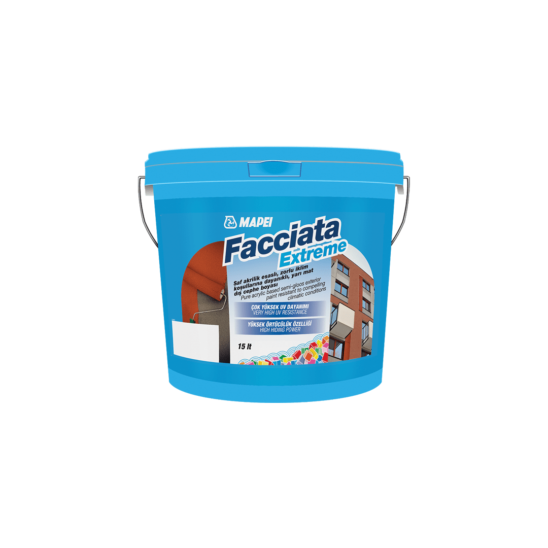 FACCIATA EXTREME WHİTE 15LT %100 saf akrilik esaslı, zorlu iklim koşullarına dayanıklı, yarı mat dış cephe boyası.