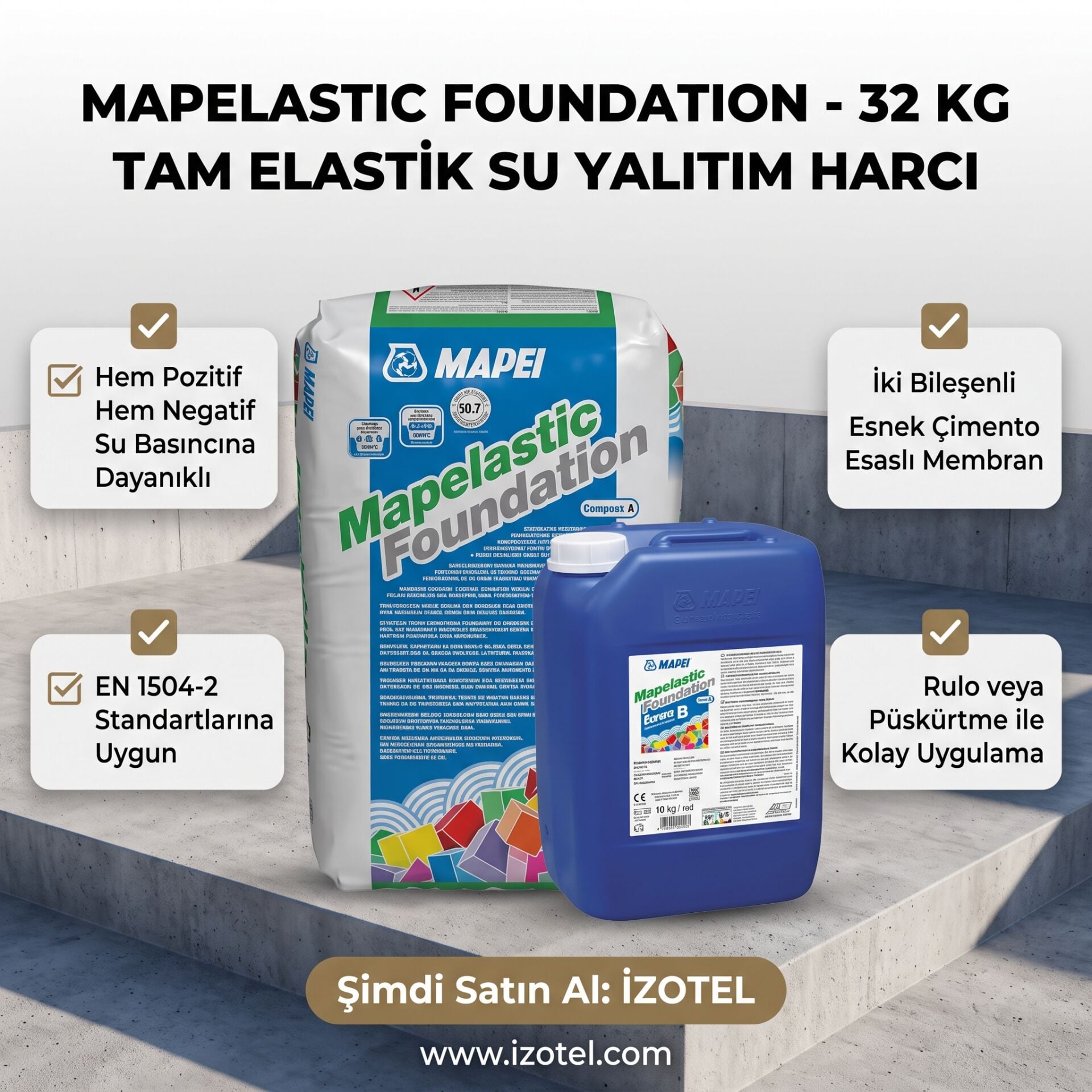 MAPELASTIC FOUNDATION ELASTİK SU YALITIM