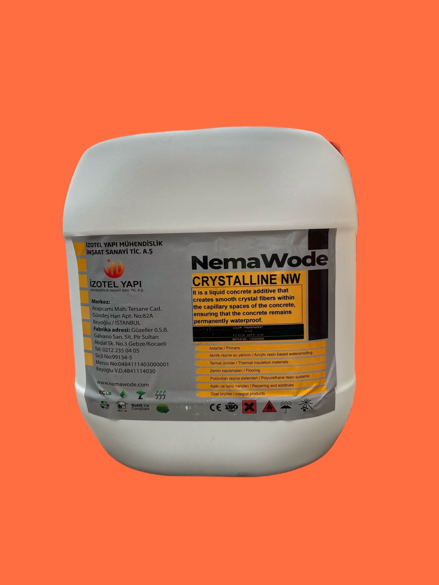 NemaWode CRYASTALLINE NW Sıvı Su Geçirimsizlik Katkısı