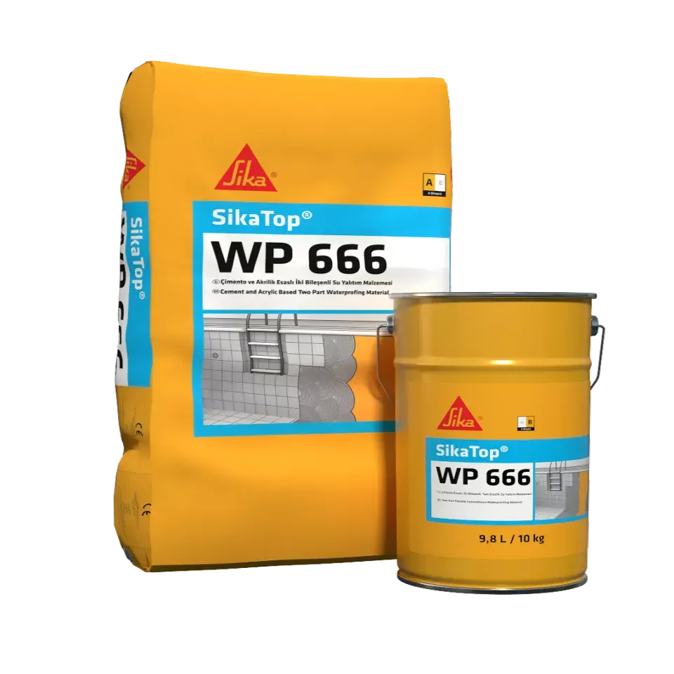 SikaTop® WP 666 Çimento ve Akrilik Esaslı, Tam Esnek Su Yalıtım Malzemesi
