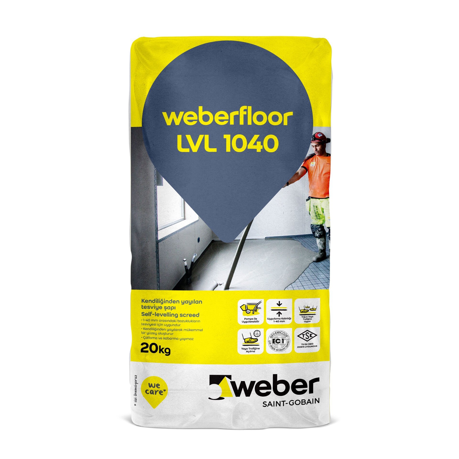 weberfloor LVL 1040 Kendinde Yayılan Civalı Selflevelling Şap